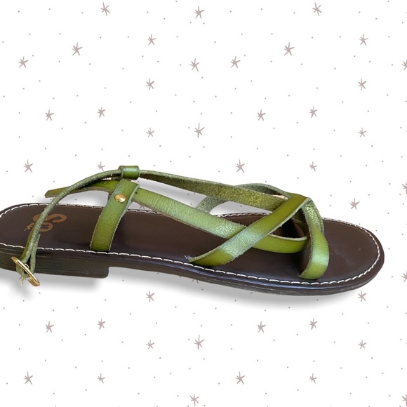 NWOT | 8 Women | SO Sandals Green & Brown Vegan Leather Flat Desert Gladiator - Picture 4 of 7
